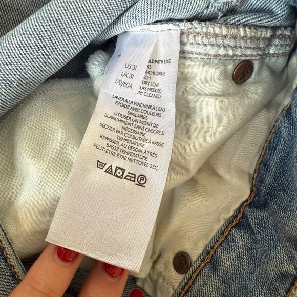 We The Free Anthropologie Light Wash High Rise Raw Hem Skinny Jeans Sz 31 - Picture 7 of 14